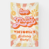 Retro Hippie 70's 60's Two Groovy Birthday Party Spandoek (Verticaal)
