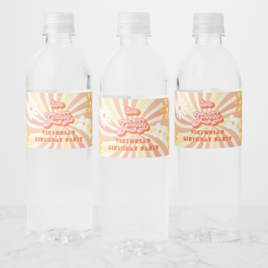 Retro Hippie 70's 60's Two Groovy Birthday Party Waterfles Etiket (Flessen)