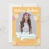 Retro Hippie Afstuderen Fotoaankondiging Kaart (Voorkant)