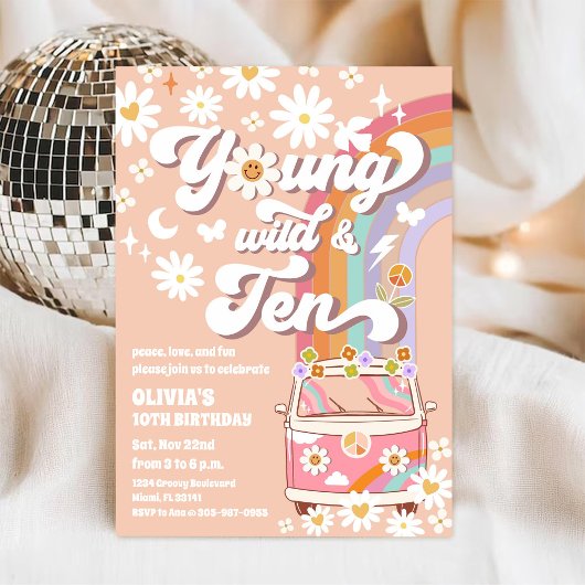 Retro Hippie Birthday Invitation