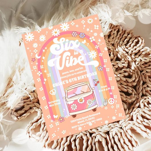 Retro Hippie Birthday Invitation