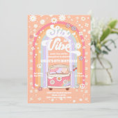 Retro Hippie Birthday Invitation Kaart (Staand voorkant)
