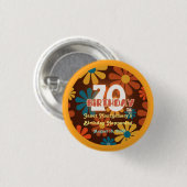 Retro Hippie Bloem 70e Verjaardag Ronde Button 3,2 Cm (Voorkant /achterkant)