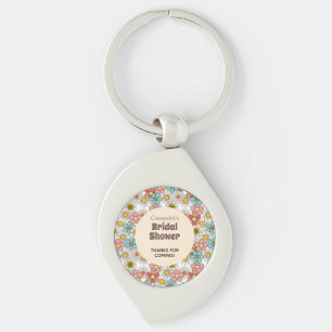 Retro Hippie Bloem Bruiloft Feest Bedankt Sleutelhanger