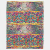 Retro Hippie: Bloemfantasie Fleece Deken (Voorkant)