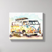 Retro Hippie Bus Canvas Afdruk (Voorkant)