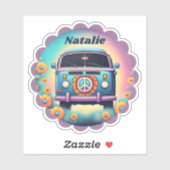 Retro Hippie Bus Monogram Waterdicht Sticker (Vel)