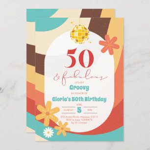 Retro Hippie Cinquante et fabuleuse invitation