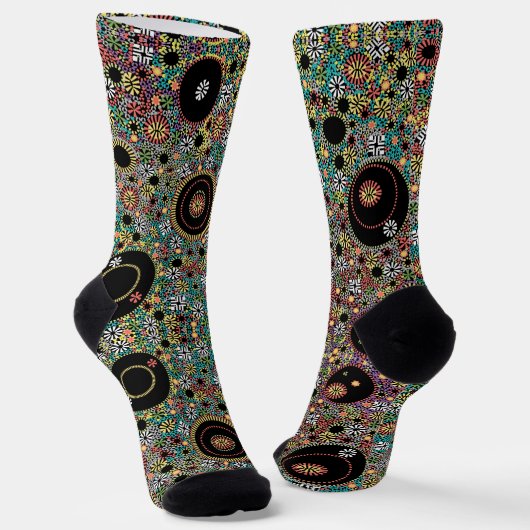 Retro Hippie Colorful 60s Pattern Sokken (Gebogen)