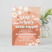 Retro Hippie Daisy Birthday Invitation (Debout devant)