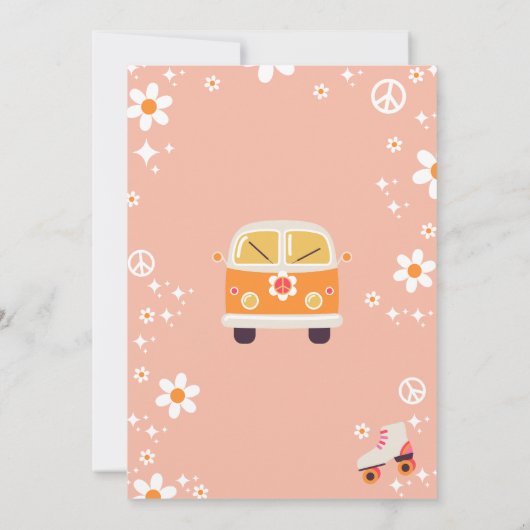 Retro Hippie Daisy Rainbow Two Groovy 2nd Birthday Kaart (Achterkant)