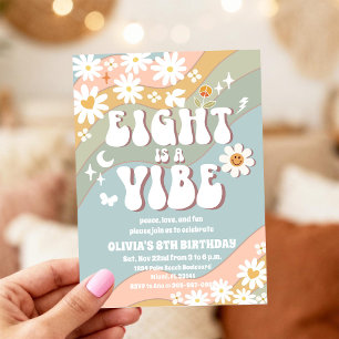 Retro Hippie Daisy Verjaardagsuitnodiging Kaart