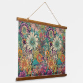 Retro Hippie: Daisy Wall opknoping Hangend Wandkleed (Gebogen)