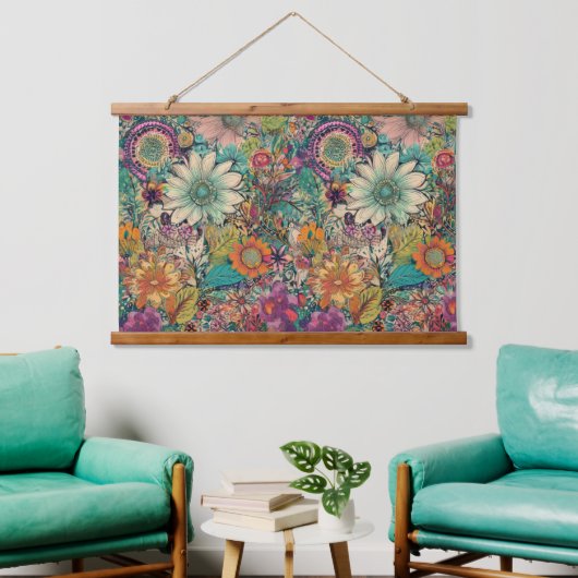 Retro Hippie: Daisy Wall opknoping Hangend Wandkleed (Woonkamer)