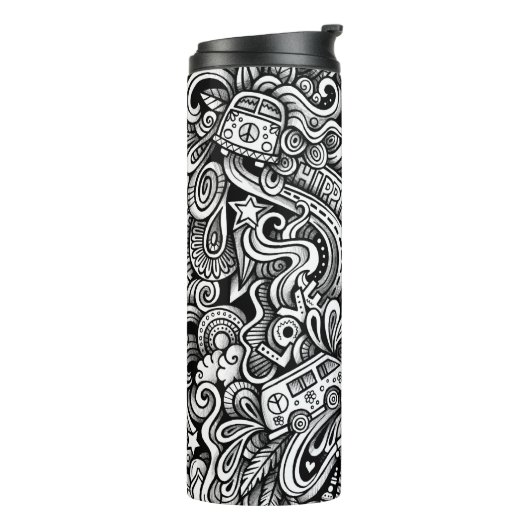Retro Hippie en Cool Thermosbeker (Gedraaid links)