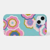 Retro Hippie Flora iPhone 15 Hoesje (Achterkant horizontaal)