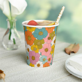 Retro Hippie Floral Verjaardag Papieren Bekers