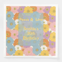 Retro Hippie Floral Verjaardag