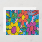 Retro Hippie Flower Art Briefkaart (Voorkant / Achterkant)