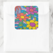Retro Hippie Flower Art Vierkante Sticker (Tas)