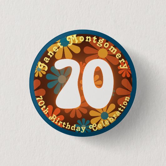 Retro Hippie Flower Power 70e verjaardag Ronde Button 3,2 Cm (Voorkant)