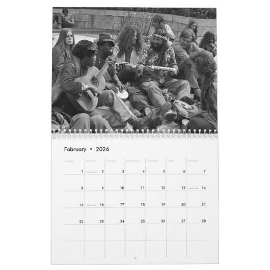 Retro Hippie Flower Power  Kalender (Feb 2026)