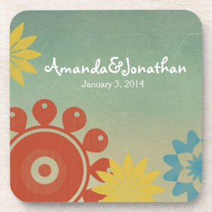 Retro Hippie Flowers Drankjes Onderzetter