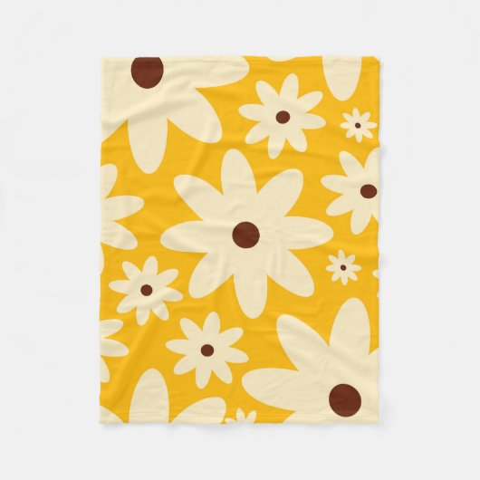 Retro Hippie Flowers Fleece Deken (Voorkant)