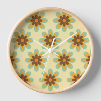 Retro Hippie Flowers Wall klok