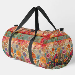 Retro Hippie: Folk Art Tuin Duffle Bag Plunjezak