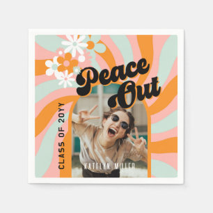 Retro Hippie Foto Afstuderen Servet