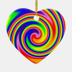 Retro Hippie Gelukkige Regenboog Kleuren Zachte Sp Keramisch Ornament