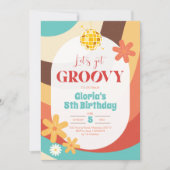 Retro Hippie Groovy Birthday Uitnodiging (Voorkant)