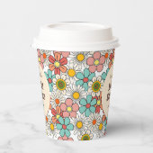 Retro Hippie Groovy Bloem Bruidsdouche  Papieren Bekers (Links)