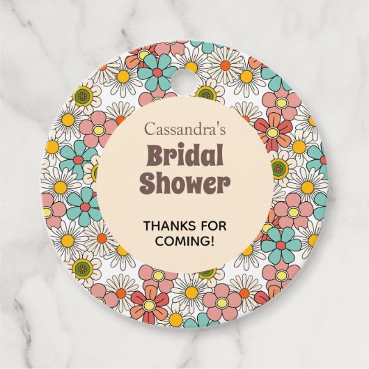 Retro Hippie Groovy Bloem Bruiloft Feest Bedankt Bedankjes Labels (Voorkant)