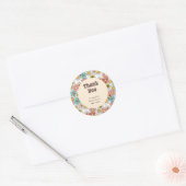 Retro Hippie Groovy Bloem Bruiloft Feest Bedankt Ronde Sticker (Envelop)