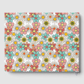 Retro Hippie Groovy Bloem Bruiloftsborrel Gastenboek (Achterkant)