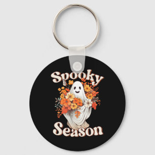 Retro Hippie Halloween Cute Ghost Spooky Season Fu Sleutelhanger