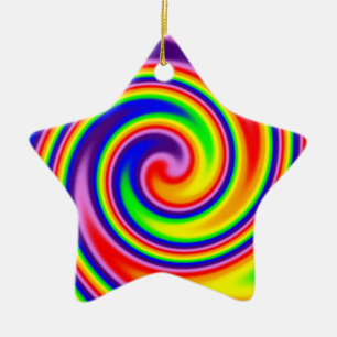 Retro Hippie Happy Rainbow Colors Soft Spiral Keramisch Ornament