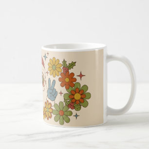 Retro Hippie Kerstman Vredesteken Flower Power Ker Koffiemok