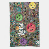 Retro Hippie Kleurrijke Cirkels 60s Patroon Theedoek (Verticaal)