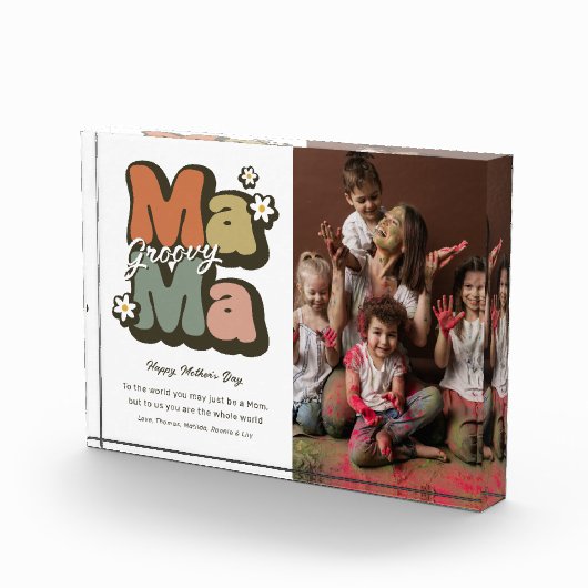 Retro Hippie Mama Moederdag Fotoblokken (Rechts)