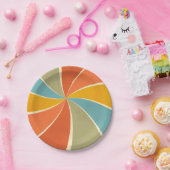 Retro Hippie Mixed Paint Style Swirls Pattern Papieren Bordje (Feest)