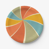 Retro Hippie Mixed Paint Style Swirls Pattern Papieren Bordje (Voorkant)