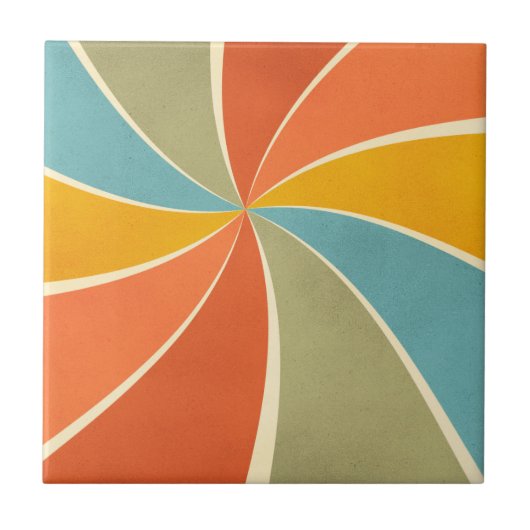 Retro Hippie Mixed Paint Style Swirls Pattern Tegeltje (Voorkant)