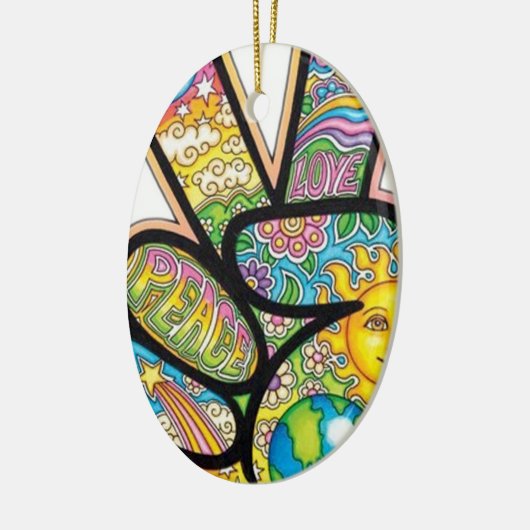 Retro Hippie Peace Keramisch Ornament (Links)
