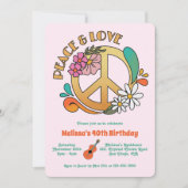 Retro Hippie Peace & Love Bloemen Verjaardag Kaart (Voorkant)