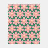 Retro Hippie Peace Sign Flower Green and Pink Fleece Deken (Voorkant)
