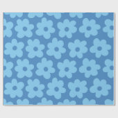 Retro Hippie Preppy Blue Flower Y2K Pattern Cadeaupapier (Vlak)