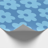 Retro Hippie Preppy Blue Flower Y2K Pattern Cadeaupapier (Hoek)
